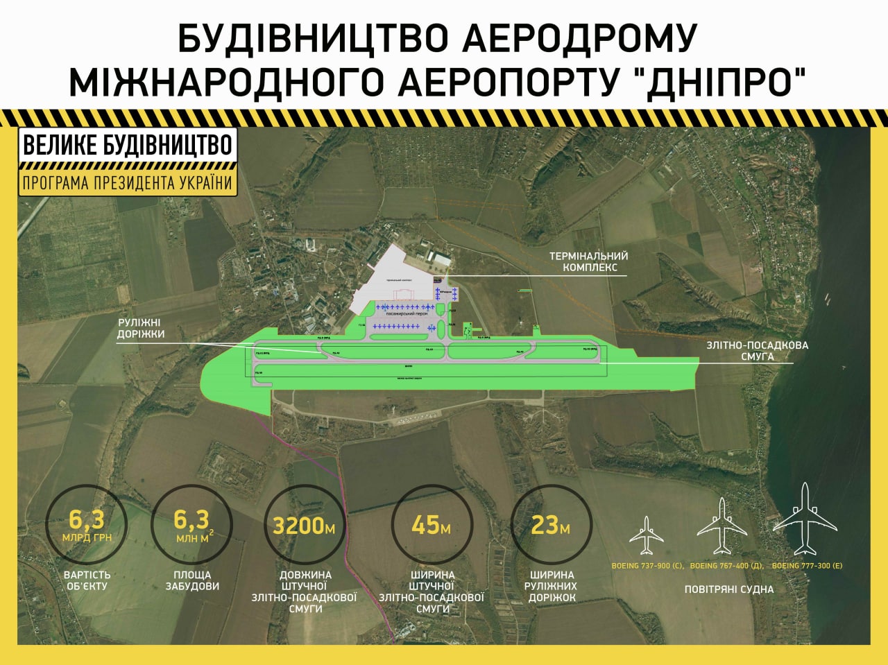 В аэропорту Днепра началось строительство новой взлетно-посадочной полосы